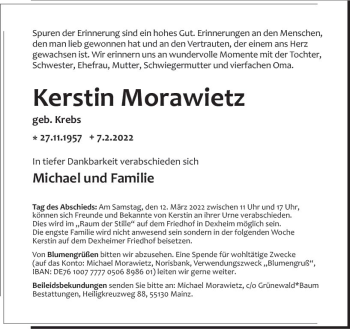Traueranzeige von Kerstin Morawietz von vrm-trauer AZ Mainz