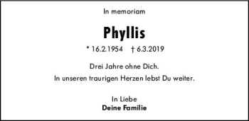 Traueranzeige von Phyllis Gröschel von vrm-trauer AZ Mainz