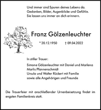 Traueranzeige von Franz Gölzenleuchter von vrm-trauer Groß-Gerauer Echo