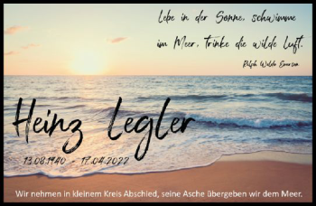 Traueranzeige von Heinz Legler von vrm-trauer AZ Mainz
