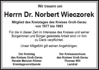 Traueranzeige von Norbert Wieczorek von vrm-trauer Groß-Gerauer Echo
