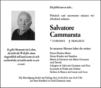 Traueranzeige von Salvatore Cammarata von vrm-trauer DieburgerAnzeiger/Groß-Zimmerner Lokala