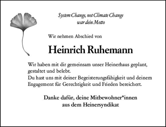 Traueranzeige von Heinrich Ruhemann von vrm-trauer Darmstädter Echo