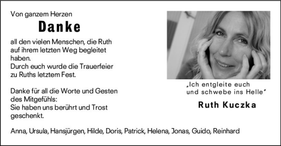 Traueranzeige von Ruth Kuczka von vrm-trauer AZ Mainz