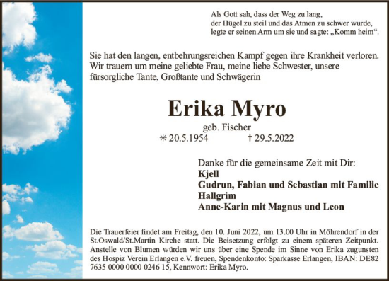 Traueranzeige von Erika Myro von vrm-trauer Darmstädter Echo