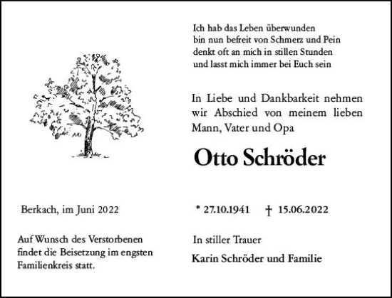 Traueranzeige von Otto Schröder von vrm-trauer Groß-Gerauer Echo