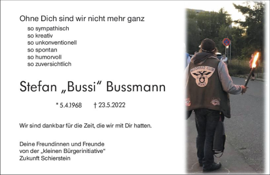 Traueranzeige von Stefan Bussmann von vrm-trauer Wiesbadener Kurier