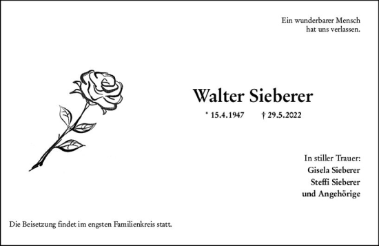 Traueranzeige von Walter Sieberer von vrm-trauer Wormser Zeitung