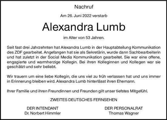 Traueranzeige von Alexandra Lumb von vrm-trauer AZ Mainz