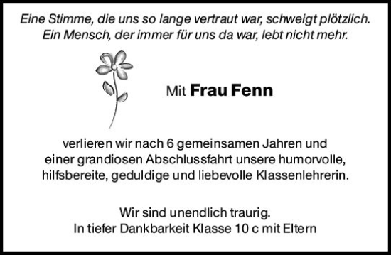 Traueranzeige von Erika Fenn von vrm-trauer Odenwälder Echo
