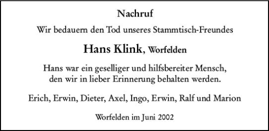 Traueranzeige von Hans Klink von vrm-trauer Groß-Gerauer Echo