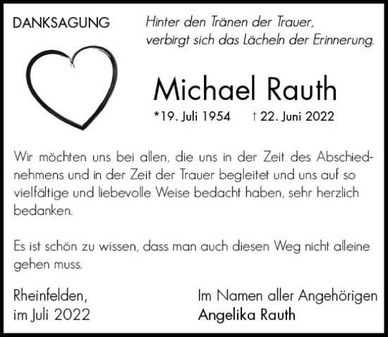 Traueranzeige von Michael Rauth von vrm-trauer Allgemeine  Zeitung Ingelheim-Bingen