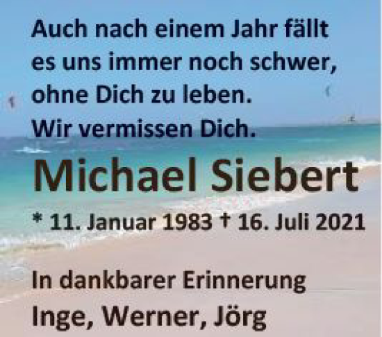 Traueranzeige von Michael Siebert von vrm-trauer Bergsträßer Anzeiger