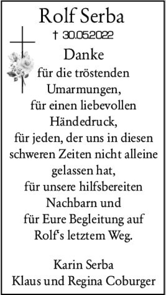 Traueranzeige von Rolf Serba von vrm-trauer Darmstädter Echo