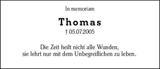 Traueranzeige von Thomas  von vrm-trauer Rüsselsheimer Echo / MainSpitze