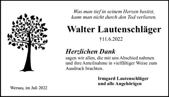 Traueranzeige von Walter Lautenschläger von vrm-trauer Odenwälder Echo