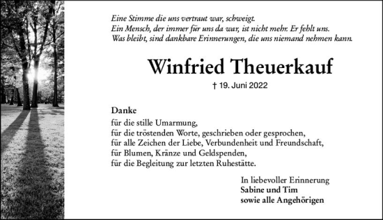 Traueranzeige von Winfried Theuerkauf von vrm-trauer Wiesbadener Kurier