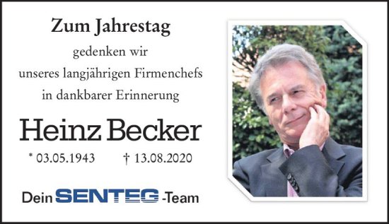 Traueranzeige von Heinz Becker von vrm-trauer Wormser Zeitung