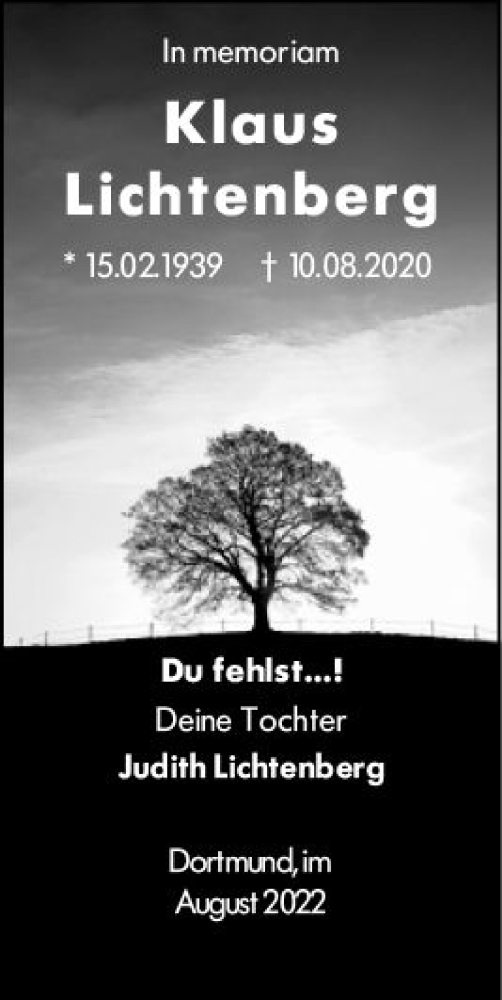 Traueranzeige von Klaus Lichtenberg von vrm-trauer Wiesbadener Kurier