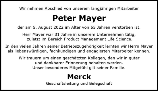 Traueranzeige von Peter Mayer von vrm-trauer Darmstädter Echo