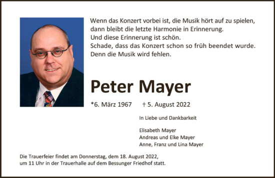 Traueranzeige von Peter Mayer von vrm-trauer Darmstädter Echo