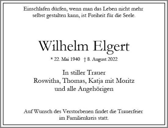 Traueranzeige von Wilhelm Elgert von vrm-trauer Groß-Gerauer Echo