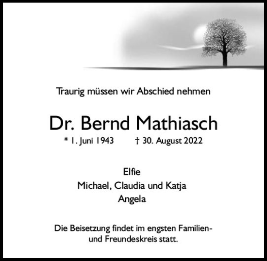 Traueranzeige von Bernd Mathiasch von vrm-trauer AZ Mainz