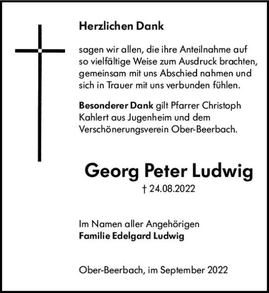 Traueranzeige von Georg Peter Ludwig von vrm-trauer Darmstädter Echo