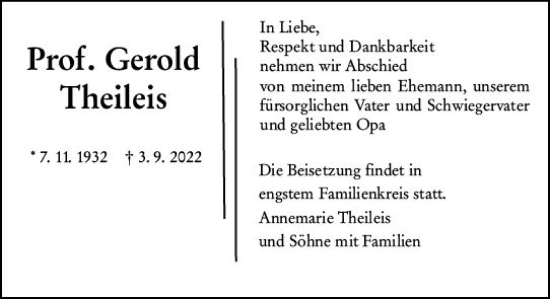 Traueranzeige von Gerold Theileis von vrm-trauer Darmstädter Echo