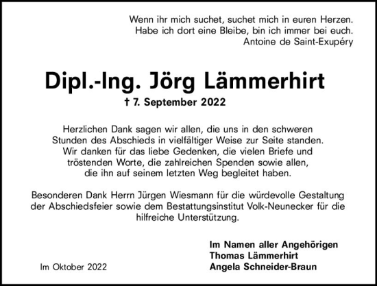 Traueranzeige von Jörg Lämmerhirt von vrm-trauer AZ Mainz