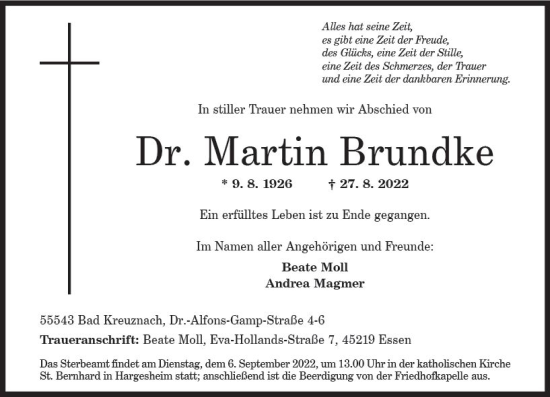 Traueranzeige von Martin Brundke von vrm-trauer Allg. Zeitung Bad Kreuznach