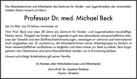 Traueranzeige von Michael Beck von vrm-trauer AZ Mainz
