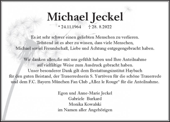 Traueranzeige von Michael Jeckel von vrm-trauer Wiesbadener Kurier