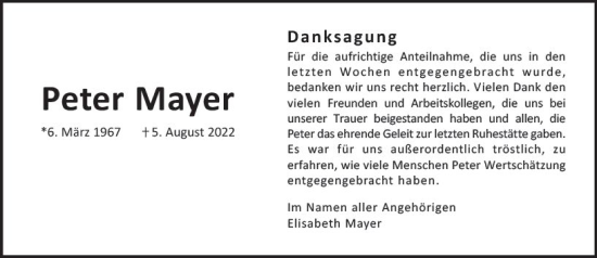 Traueranzeige von Peter Mayer von vrm-trauer Darmstädter Echo