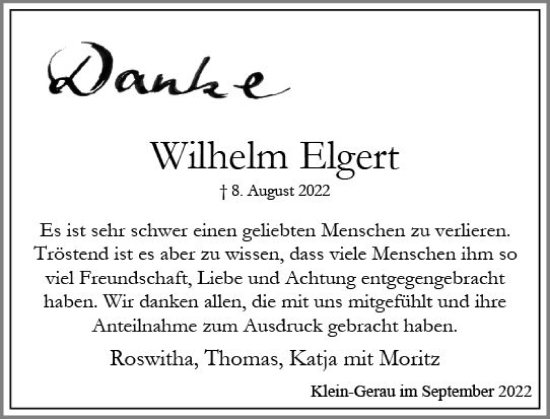 Traueranzeige von Wilhelm Elgert von vrm-trauer Groß-Gerauer Echo