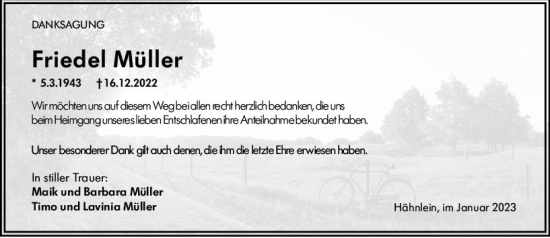 Traueranzeige von Friedel Müller von vrm-trauer Darmstädter Echo