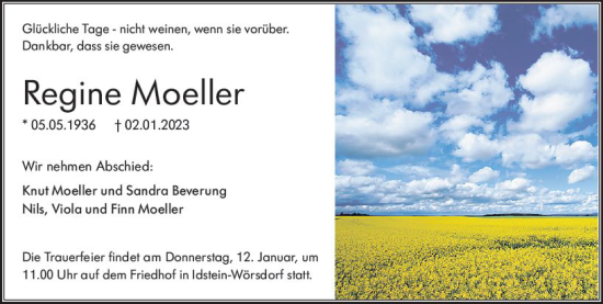 Traueranzeige von Regine Moeller von vrm-trauer Wiesbadener Kurier