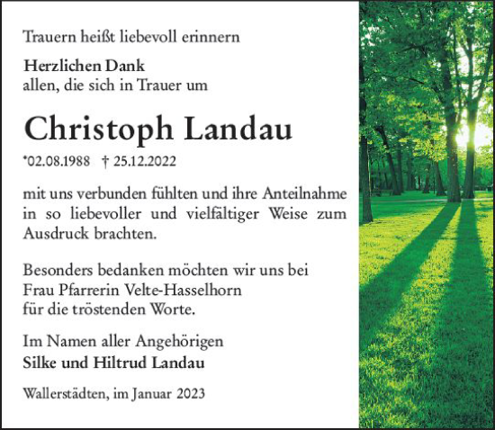 Traueranzeige von Christoph Landau von Groß-Gerauer Echo
