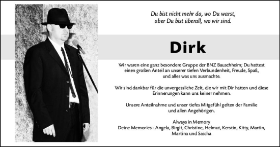 Traueranzeige von Dirk  von Rüsselsheimer Echo
