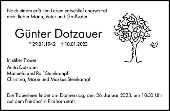 Traueranzeige von Günter Dotzauer von Odenwälder Echo