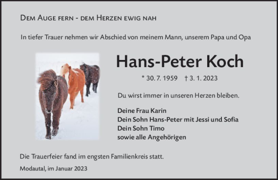 Traueranzeige von Hans-Peter Koch von Darmstädter Echo