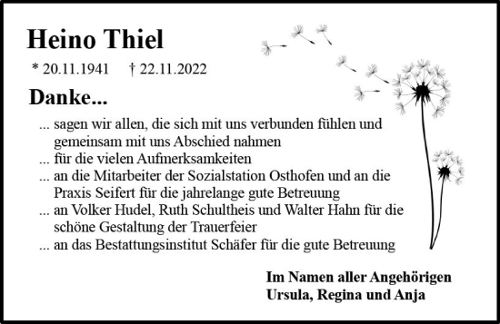 Traueranzeige von Heino Thiel von Wormser Zeitung