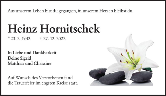 Traueranzeige von Heinz Hornitschek von Groß-Gerauer Echo
