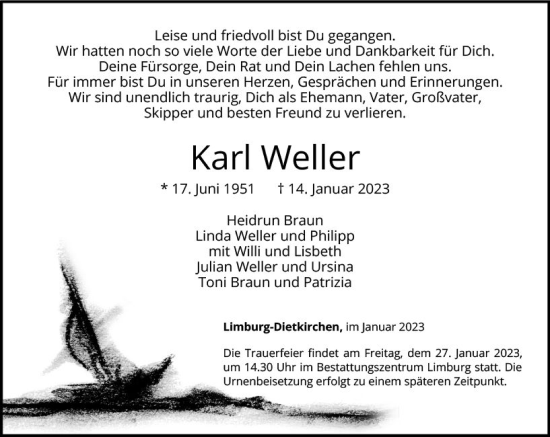 Traueranzeige von Karl Weller von Nassauische Neue Presse