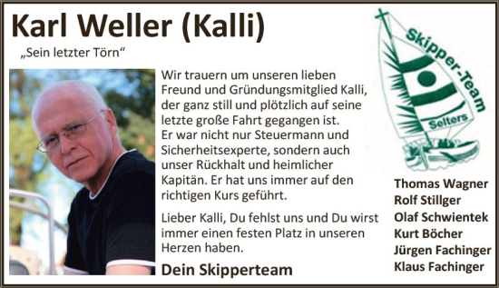 Traueranzeige von Karl Weller von Nassauische Neue Presse