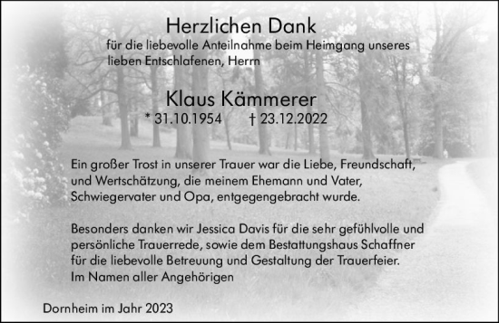 Traueranzeige von Klaus Kämmerer von Groß-Gerauer Echo