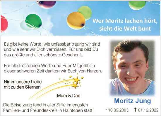 Traueranzeige von Moritz Jung von Nassauische Neue Presse