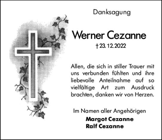 Traueranzeige von Werner Cezanne von Groß-Gerauer Echo