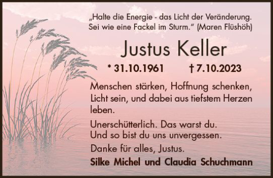 Traueranzeige von Justus Keller von Starkenburger Echo