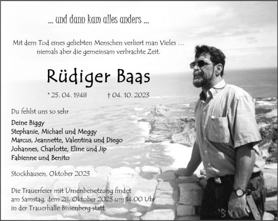 Traueranzeige von Rüdiger Baas von Weilburger Tageblatt
